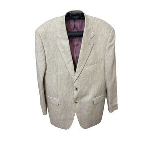 Alan Flusser 100% Linen Men's Sport Coat Jacket Beige Neutral Summer